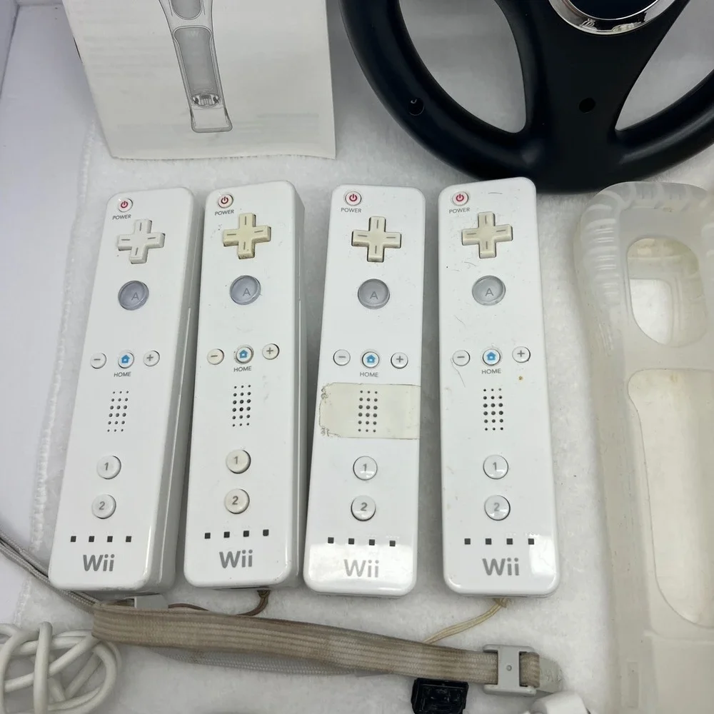 Nintendo Wii Controller Lot 15pc White Black Good Untested OEM Remotes Wheel